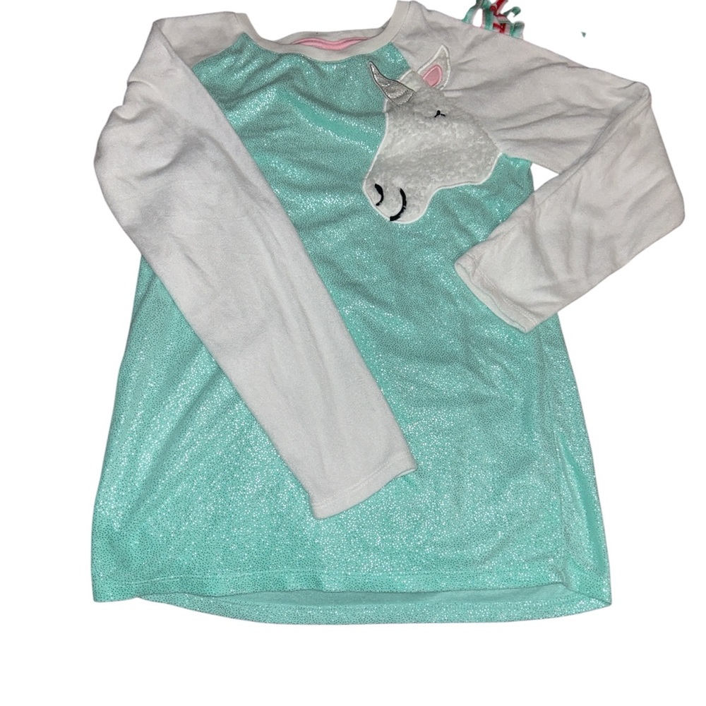 Kids Unicorn Long Sleeve Shirt - White and Green